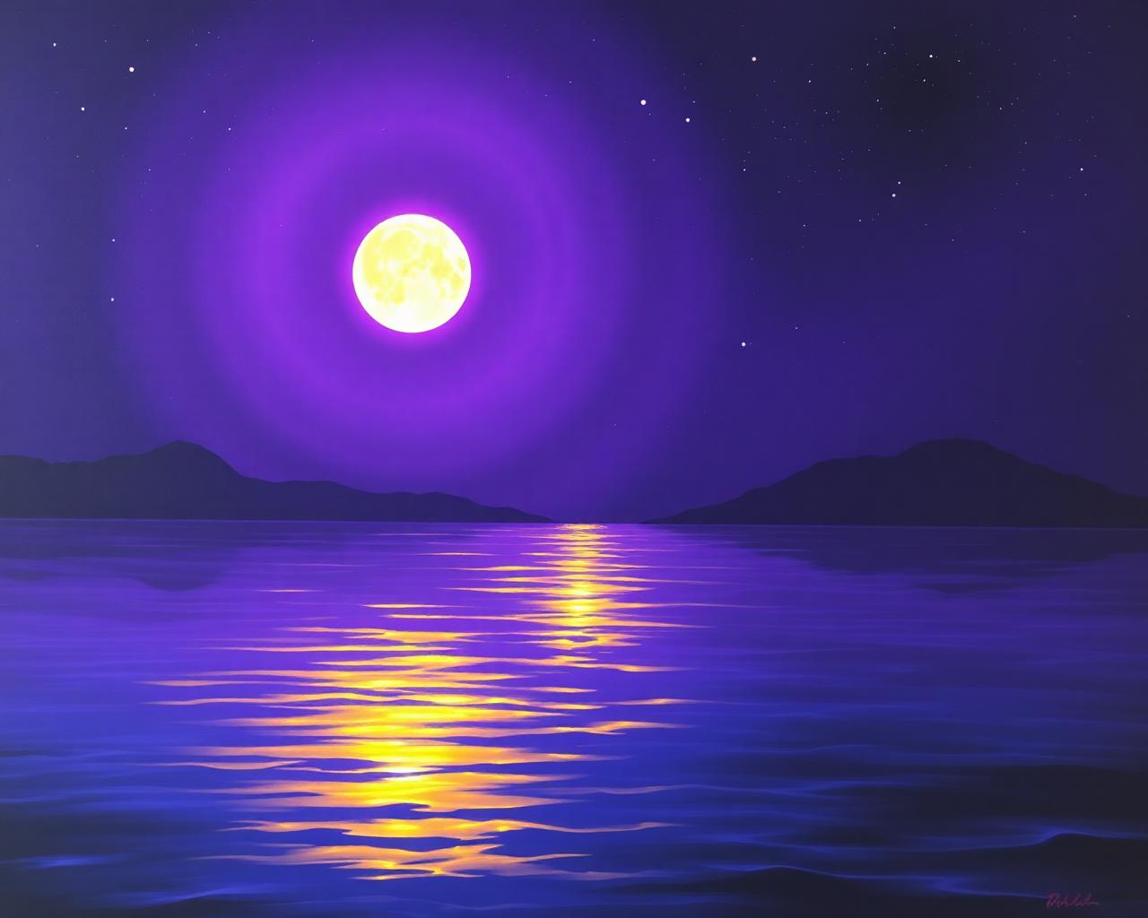 Luna llena reflejada en el mar